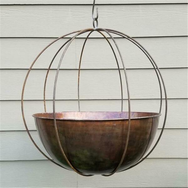 Starlitegarden Find Your Passage Medium Globe with Copper Burn Planter MG-WOK-14-CB